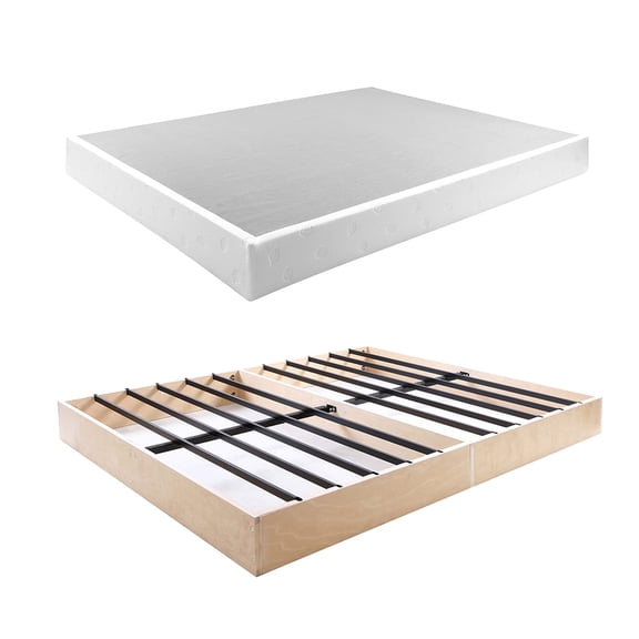 5 Inch Metal+Wood Box Spring, Mattress Foundation with Fabric Cover, Easy Assembly, Noise Free, Anti-Slip