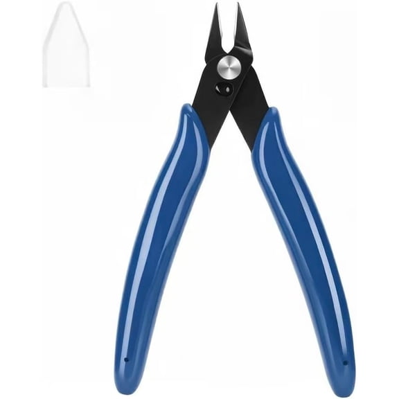 5 Inch Micro Wire Cutters, 1 Pack Precision Flush Cutters, Sharp Zip Tie Cutter, Small Flush Cut Pliers for Crafting, Floral, 3D Print, Jewelry Making, Plastic Models, Electronics, Blue