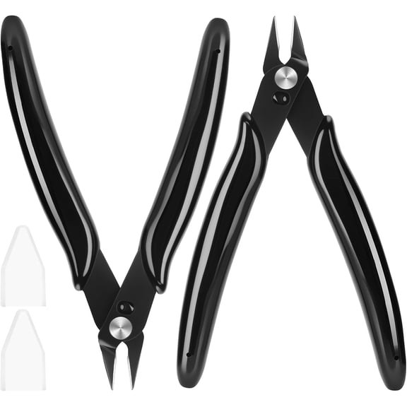 5 Inch Micro Wire Cutters, 2 Pack Precision Flush Cutters, Sharp Zip Tie Cutter, Small Flush Cut Pliers for Crafting, Floral, 3D Print, Jewelry Making, Plastic Models, Electronics