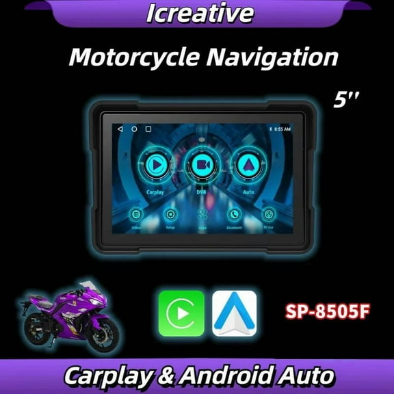 5 Inch Motorcycle Navigation Carplay Multimedia Portable Player Touch Screen Display Wireless Android Auto