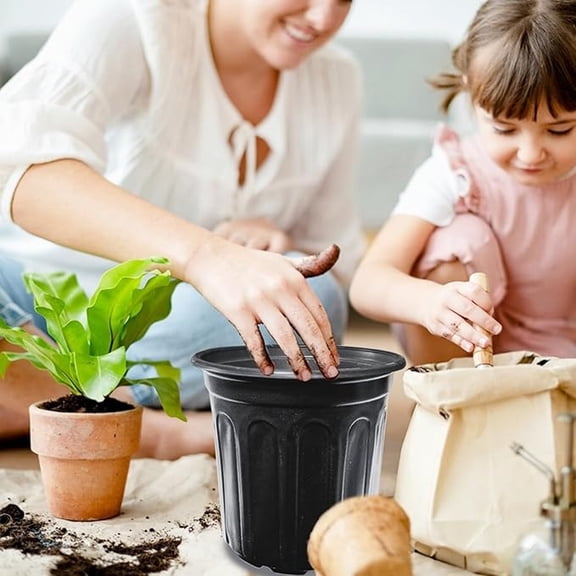 5 Inch Naked Root Planters - Clear Self Watering Pots and High Drainage Holes - for Indoor Outdoor Plants Flowers Orchids Violets Herbs Succulents(1PC/Black)