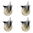 thumbnail image 1 of 5 Inch Nylon 3/8 Inch Threaded Stem Caster Set with Brake, 1 of 2