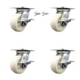 thumbnail image 1 of 5 Inch Nylon Caster Set with Ball Bearing 4 Brake and 2 Swivel Lock SCC, 1 of 2