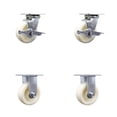 thumbnail image 1 of 5 Inch Nylon Caster Set with Ball Bearings 2 Brakes 2 Rigid Service Caster, 1 of 2