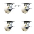 thumbnail image 1 of 5 Inch Nylon Caster Set with Roller Bearing 4 Brake and 2 Swivel Lock SCC, 1 of 2