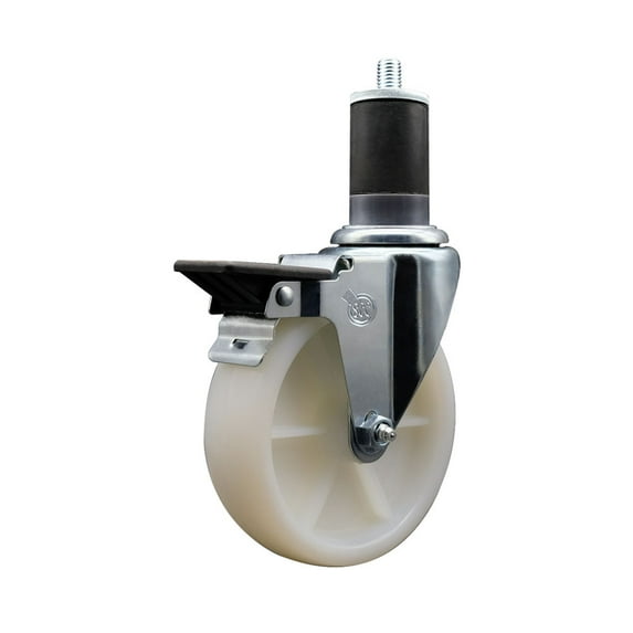 5 Inch Nylon Swivel 1-5/8 Inch Expanding Stem Caster with Brake SCC
