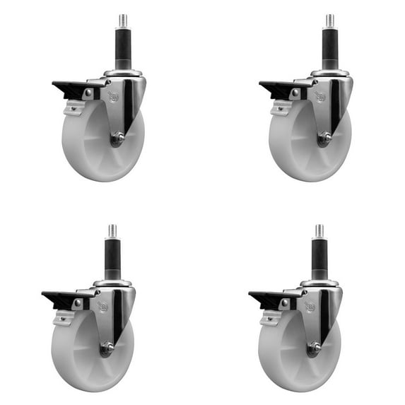 5 Inch Nylon Swivel 1 Inch Expanding Stem Caster Set with Brake SCC