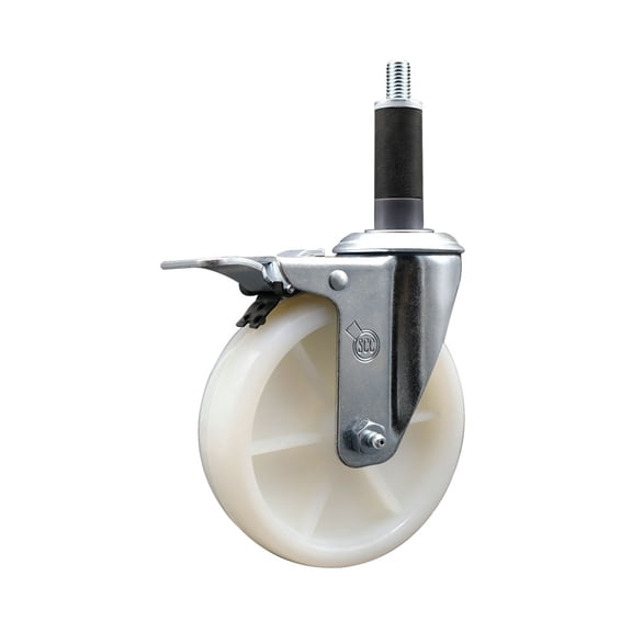5 Inch Nylon Swivel 1 Inch Expanding Stem Caster Total Lock Brake SCC
