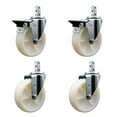thumbnail image 1 of 5 Inch Nylon Wheel Swivel 3/4 Inch Square Stem Caster Set 2 Brakes SCC, 1 of 2