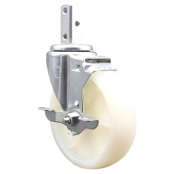5 Inch Nylon Wheel Swivel 3/4 Inch Square Stem Caster with Brake Service Caster