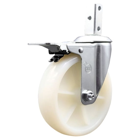 5 Inch Nylon Wheel Swivel 3/4 Inch Square Stem Caster with Total Lock Brake SCC
