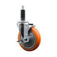 thumbnail image 1 of 5 Inch Orange Poly Swivel 1 Inch Expanding Stem Caster with Brake SCC, 1 of 1