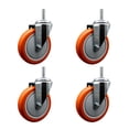 thumbnail image 1 of 5 Inch Orange Poly Wheel Swivel 5/8 Inch Threaded Stem Caster Set Service Caster, 1 of 1