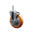 thumbnail image 1 of 5 Inch Orange Poly Wheel Swivel 5/8 Inch Threaded Stem Caster with Brake, 1 of 2