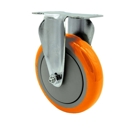 5 Inch Orange Polyurethane Wheel Rigid Top Plate Caster Service Caster Brand