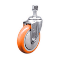 thumbnail image 1 of 5 Inch Orange Polyurethane Wheel Swivel 12mm Threaded Stem Caster SCC, 1 of 2