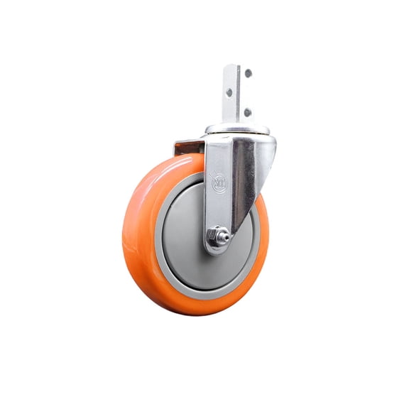 5 Inch Orange Polyurethane Wheel Swivel 3/4 Inch Square Stem Caster SCC