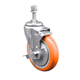 thumbnail image 1 of 5 Inch Orange Polyurethane Wheel Swivel 3/8 Inch Threaded Stem Caster with Brake, 1 of 2
