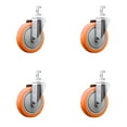 thumbnail image 1 of 5 Inch Orange Polyurethane Wheel Swivel 7/8 Inch Square Stem Caster Set SCC, 1 of 1
