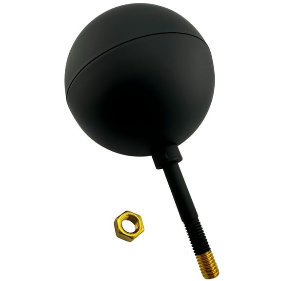 5 Inch Painted Black Aluminum Ball Flagpole Ornament Spindle Threading of 1/2 Inch-13NC