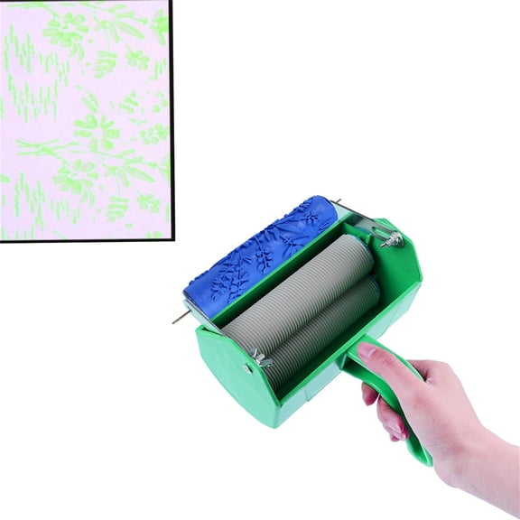 5 Inch Patterned Paint Roller 049Y With Floral Design - Reusable Wall Painting Tool For Diy Home Decor, Bedroom, Living Room, Office Walls