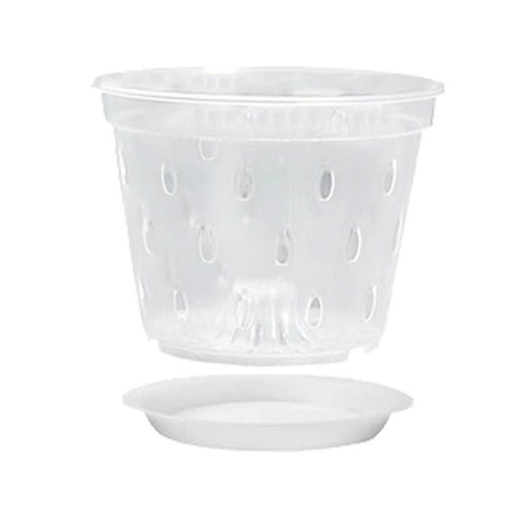 5 Inch Phalaenopsis Planter Clear Orchid Planter Root Control with Hole Basin and Tray
