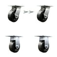thumbnail image 1 of 5 Inch Phenolic Caster Set with Roller Bearing 2 Swivel Lock and 2 Rigid SCC, 1 of 2