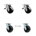 thumbnail image 1 of 5 Inch Phenolic Caster Set with Ball Bearings 2 Brakes 2 Swivel Locks SCC, 1 of 2