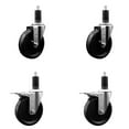 thumbnail image 1 of 5 Inch Phenolic Swivel 1-1/4 Inch Expand Stem Caster Set 2 Total Lock Brakes, 1 of 2