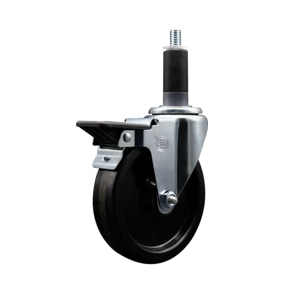 5 Inch Phenolic Swivel 1-1/8 Inch Expanding Stem Caster with Brake SCC