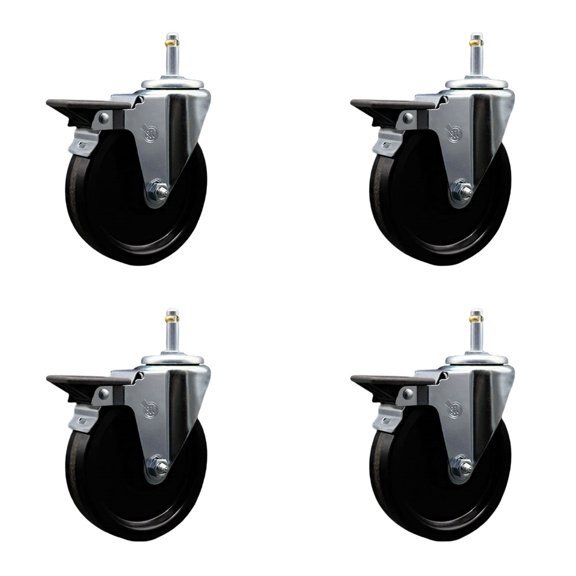 5 Inch Phenolic Swivel 7/16 Inch Grip Ring Stem Caster with Total Lock Brake SCC