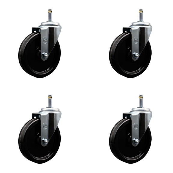 5 Inch Phenolic Swivel 7/16 Inch Grip Ring Stem Caster with Total Lock Brake SCC