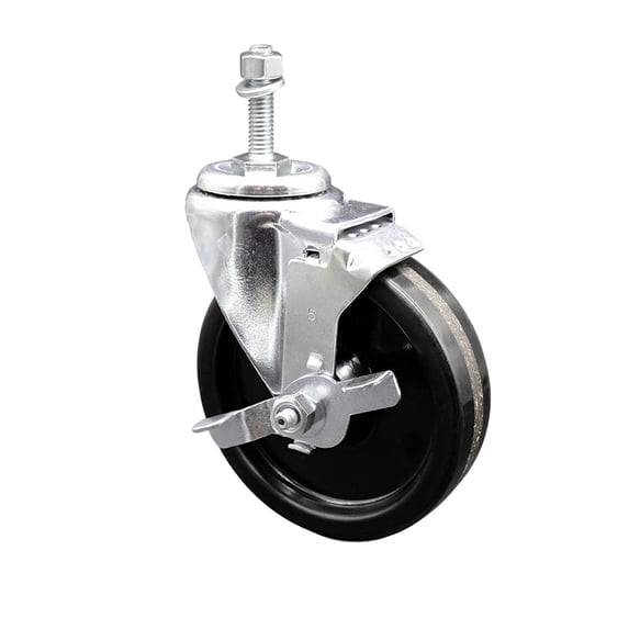 5 Inch Phenolic Wheel Swivel 10mm Threaded Stem Caster with Brake SCC