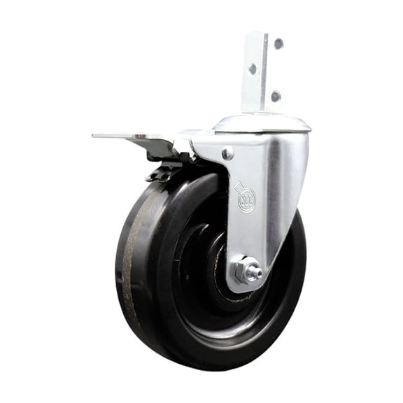 5 Inch Phenolic Wheel Swivel 3/4 Inch Square Stem Caster with Total Lock Brake