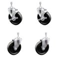 thumbnail image 1 of 5 Inch Phenolic Wheel Swivel 3/8 Inch Threaded Stem Caster Set 2 Brakes SCC, 1 of 2