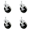 thumbnail image 1 of 5 Inch Phenolic Wheel Swivel 3/8 Inch Threaded Stem Caster Set with Brake SCC, 1 of 2