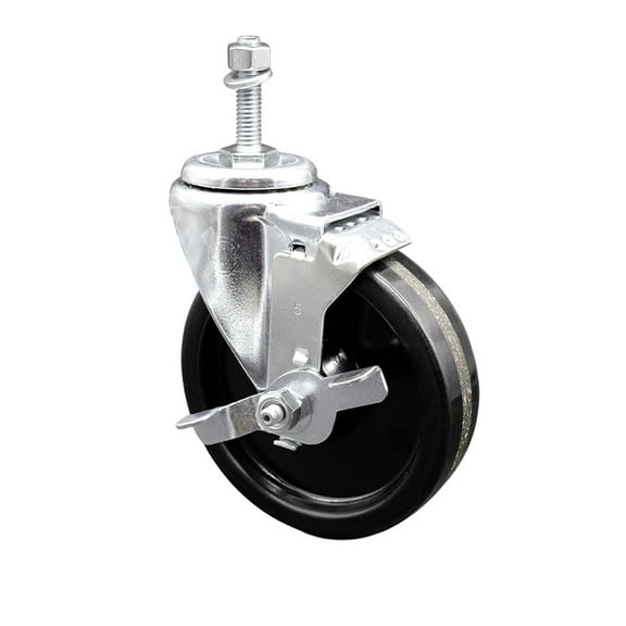 5 Inch Phenolic Wheel Swivel 3/8 Inch Threaded Stem Caster with Brake SCC