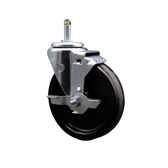 5 Inch Phenolic Wheel Swivel 7/16 Inch Grip Ring Stem Caster with Brake SCC