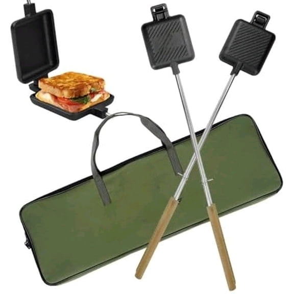 5 Inch Pie Irons for Camping Large Cast Iron Sandwich Maker 2 PCS with Storage Bag 23" Thickened Handles for Campfire Cooking Equipment$$Sport & Recreation Other