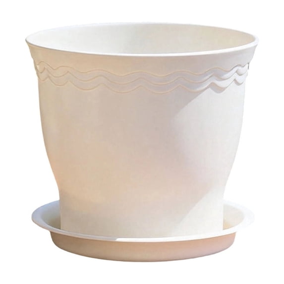 5 Inch Plastic Plant Pot with Drainage Holes and Trays – 1 Pack Small Nursery Pot for Indoor & Outdoor House Plants and Flowers, Seedling Starter Planter, White