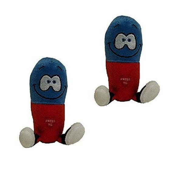 5" Inch Plush Giggling Happy Pill in Blue and Red Set of 2
