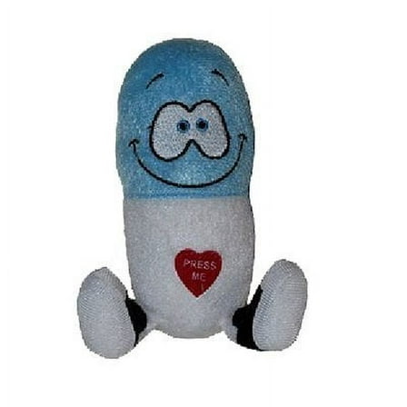 5" Inch Plush Giggling Happy Pill in Blue and White Set of 1