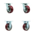thumbnail image 1 of 5 Inch Poly on Aluminum Caster Set with Ball Bearings 2 Swivel 2 Rigid SCC, 1 of 2