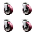 thumbnail image 1 of 5 Inch Poly on Aluminum Wheel Swivel Caster Set with Ball Bearings SCC, 1 of 2