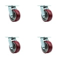 thumbnail image 1 of 5 Inch Poly on Aluminum Wheel Swivel Caster Set with Roller Bearings SCC, 1 of 2