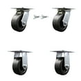 thumbnail image 1 of 5 Inch Polyolefin Caster Set with Roller Bearing 2 Swivel Lock and 2 Rigid SCC, 1 of 2