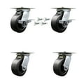 thumbnail image 1 of 5 Inch Polyolefin Caster Set with Roller Bearing 4 Swivel Lock and 2 Brake SCC, 1 of 2