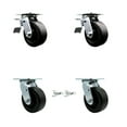 thumbnail image 1 of 5 Inch Polyolefin Caster Set with Roller Bearings 2 Brakes 2 Swivel Locks SCC, 1 of 2