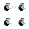 thumbnail image 1 of 5 Inch Polyolefin Caster Set with Roller Bearings 4 Brake 2 Swivel Lock SCC, 1 of 2