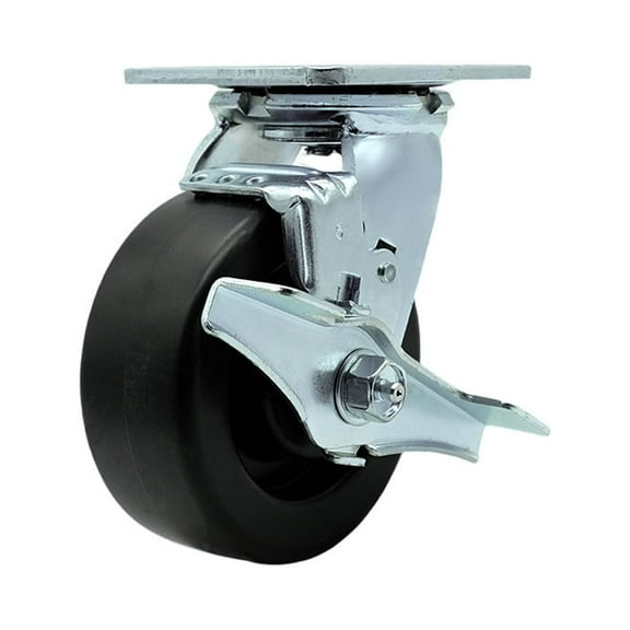 5 Inch Polyolefin Swivel Caster with Roller Bearing and Brake Service Caster